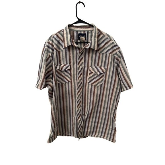 Wrangler men's pearl snap button down -green, brown, white size 3xl - Picture 1 of 3